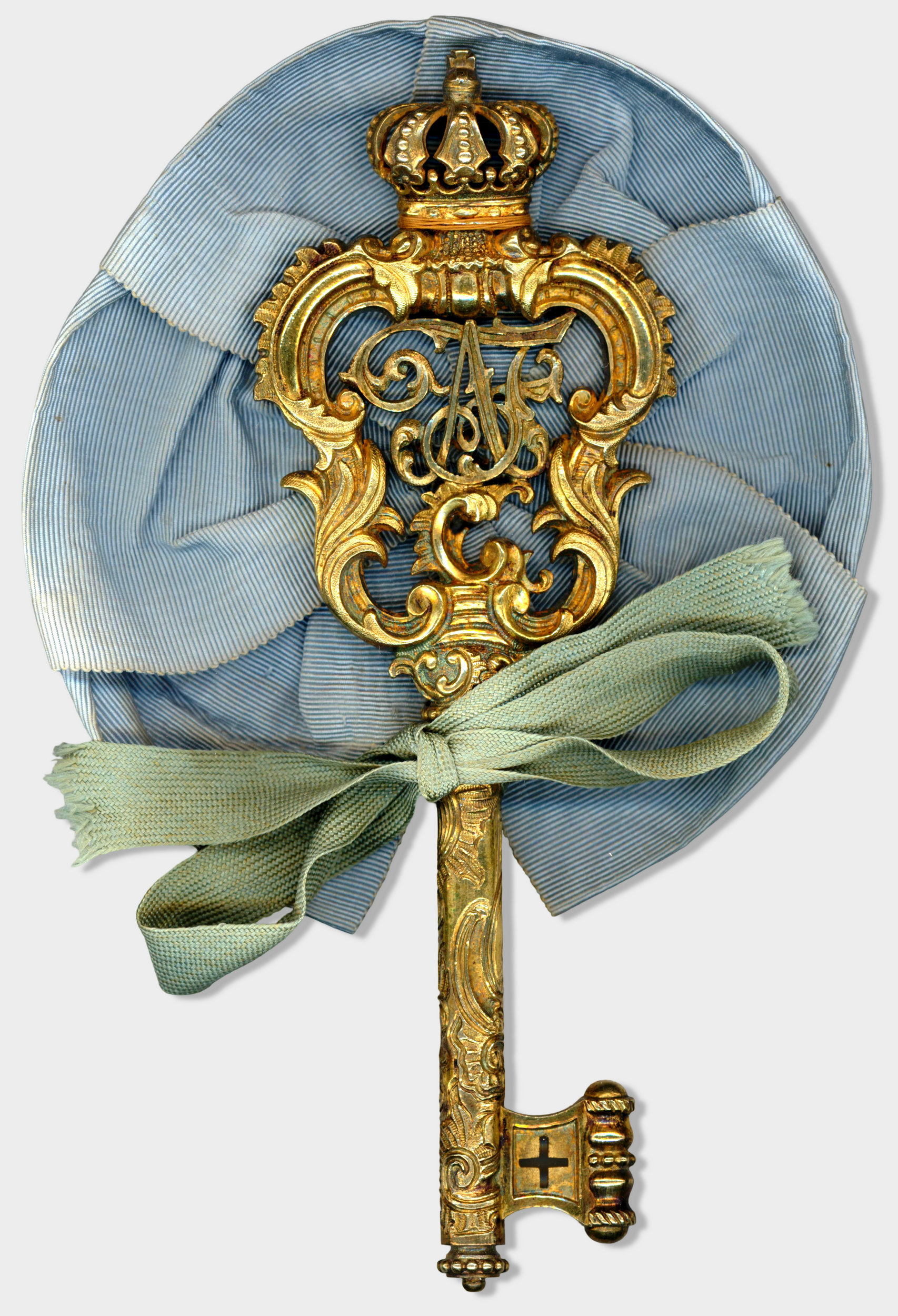 Mecklenburg-Strelitzischer Kammerherrenschlüssel mit dem Monogramm AF des Großherzogs Adolf Friedrich
